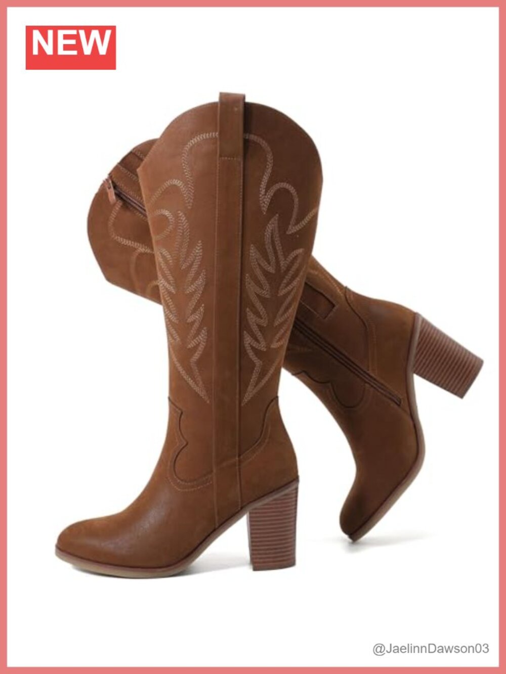 Extra Wide Calf Knee High Cowboy Boots Faux Leather Memory Foam Zip